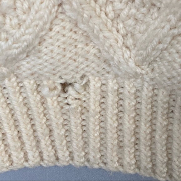 Carraig Donn Merino Wool Zip Sweater-Cream/Ivory-Womens S-Hand Knit-Ireland-Cozy - Picture 9 of 10